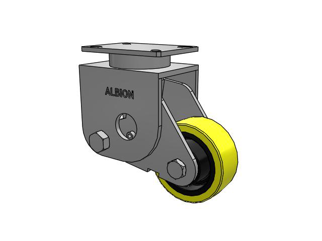 S410 Series Kingpinless Top Plate Rigid Caster with 6 x 2.5 Yellow Tread on Black Cast Iron Core PF - Polyurethane (Heavy Duty Cast Iron Core) Wheel