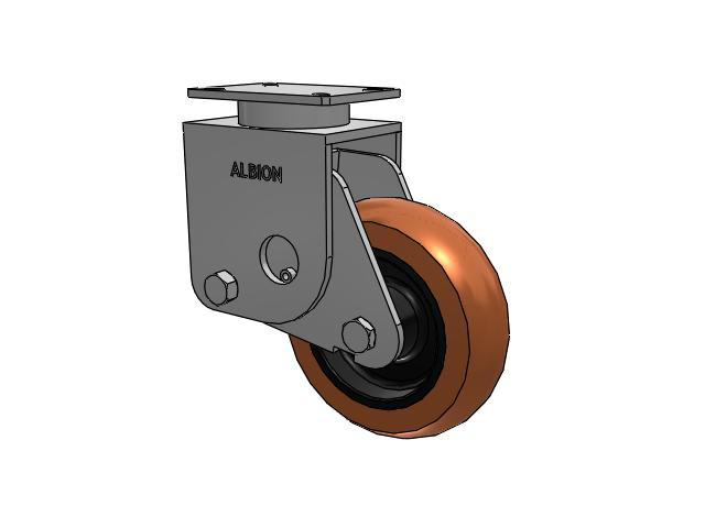 S410 Series Kingpinless Top Plate Rigid Caster with 10 x 3 Red-Brown Tread on Black Cast Iron Core PR - Round Polyurethane (Cast Iron Core) Wheel