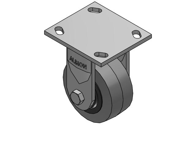 170 Series Top Plate Rigid Caster with 4 x 2 Grey Tread on Grey Core XS - Performa X-tra Soft Rubber (Flat) - Prevenz Antimicrobial Wheel