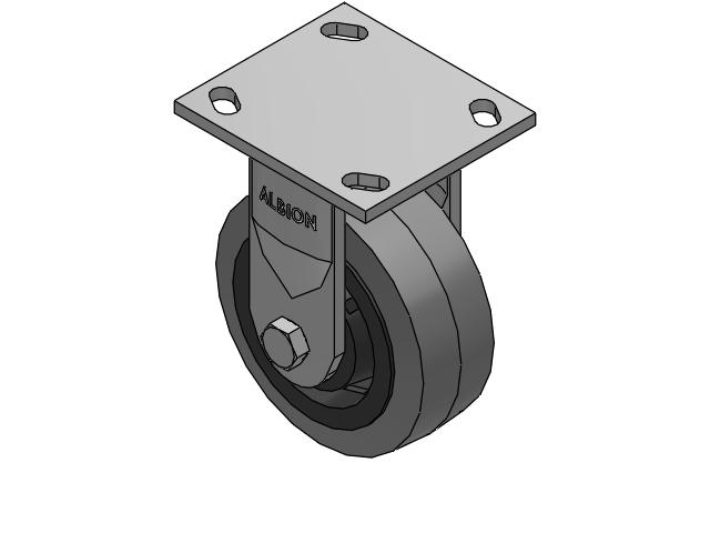 170 Series Top Plate Rigid Caster with 5 x 2 Grey Tread on Grey Core XS - Performa X-tra Soft Rubber (Flat) - Prevenz Antimicrobial Wheel