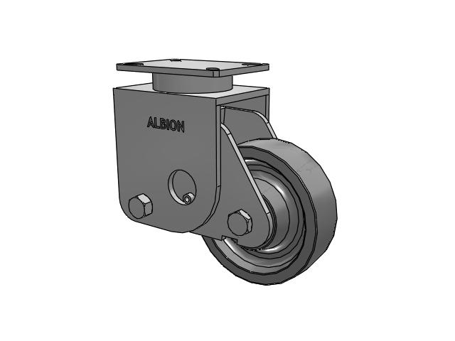 S410 Series Kingpinless Top Plate Rigid Caster with 8 x 2.5 Grey Polyurethane XP - X-treme Plus Solid Polyurethane Wheel