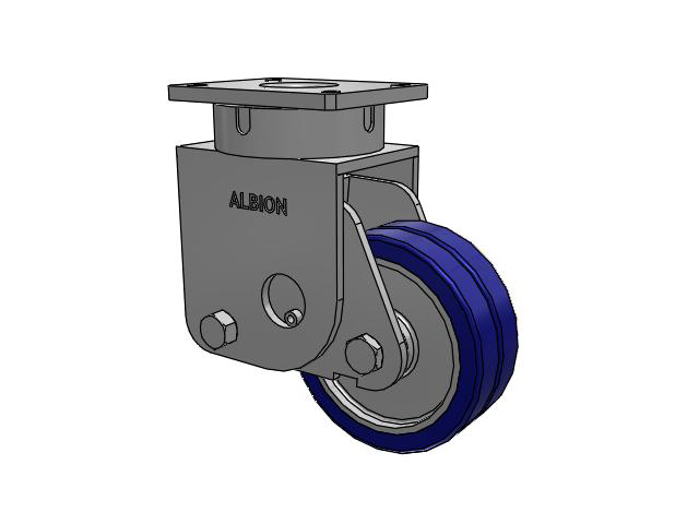 S610 Series Kingpinless Top Plate Swivel Caster with 8 x 3 Blue Tread on Aluminum Core EZ - Swivel-EAZ (Flat) Wheel