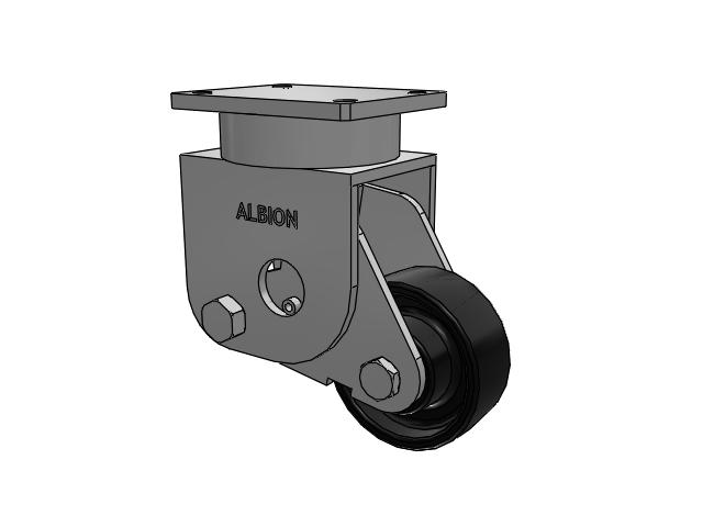 S610 Series Kingpinless Top Plate Rigid Caster with 6 x 2.5 Black Paint FR - Ductile Iron Crowned Tread Wheel
