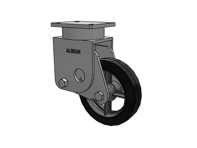 S610 Series Kingpinless Top Plate Rigid Caster with 10 x 2.5 Black Tread on Cast Iron Core MH - Moldon Rubber Heavy Duty (Cast Iron Core) Wheel