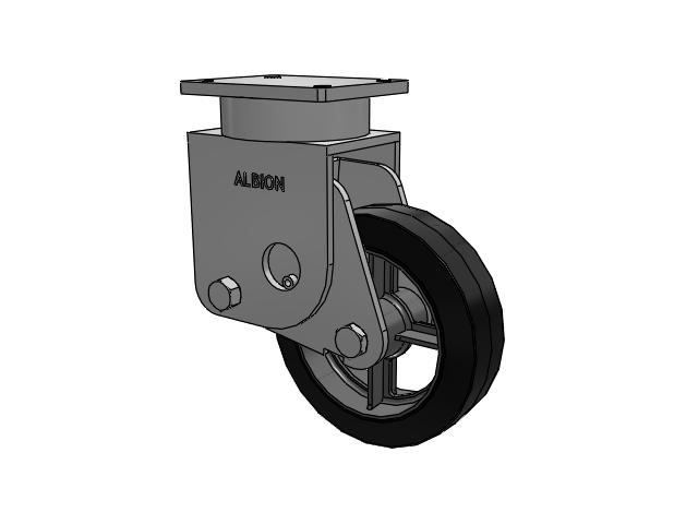 S610 Series Kingpinless Top Plate Rigid Caster with 10 x 3 Black Tread on Cast Iron Core MH - Moldon Rubber Heavy Duty (Cast Iron Core) Wheel