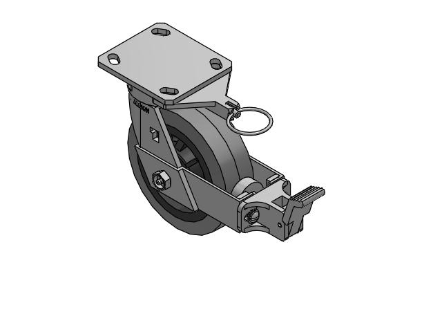 170 Series Top Plate Swivel Caster with 6 x 2 Grey Tread on Grey Core XS - Performa X-tra Soft Rubber (Flat) - Prevenz Antimicrobial Wheel and Face Brake
