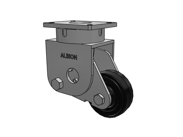 S610 Series Kingpinless Top Plate Swivel Caster with 6 x 2.5 Black Tread on Black Enamel Core MR - Moldon Rubber (Cast Iron Core) Wheel