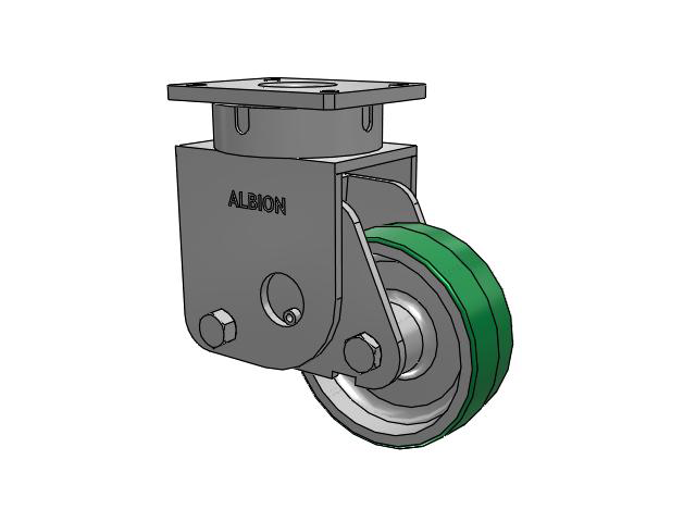 S610 Series Kingpinless Top Plate Swivel Caster with 8 x 3 Green Tread on Aluminum Core PD - Polyurethane (Aluminum Core) Wheel