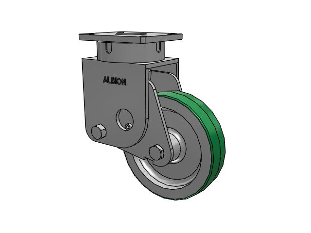 S610 Series Kingpinless Top Plate Swivel Caster with 10 x 2.5 Green Tread on Aluminum Core PD - Polyurethane (Aluminum Core) Wheel