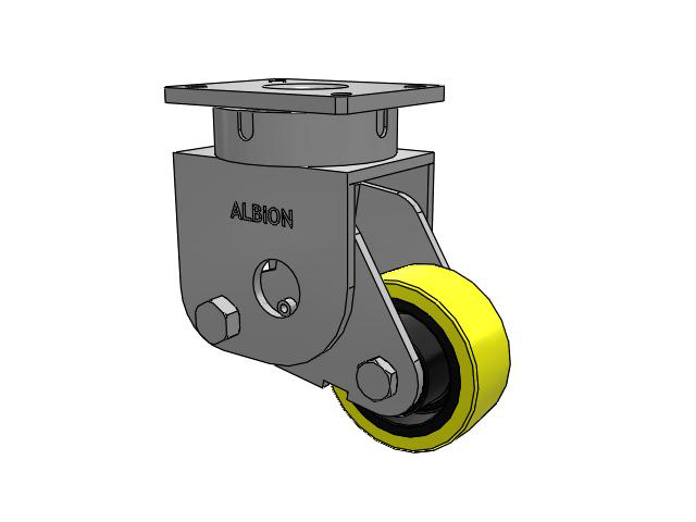 S610 Series Kingpinless Top Plate Swivel Caster with 6 x 2.5 Yellow Tread on Black Cast Iron Core PF - Polyurethane (Heavy Duty Cast Iron Core) Wheel