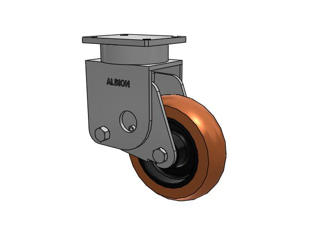 S610 Series Kingpinless Top Plate Rigid Caster with 10 x 3 Red-Brown Tread on Black Cast Iron Core PR - Round Polyurethane (Cast Iron Core) Wheel