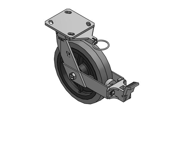170 Series Top Plate Swivel Caster with 8 x 2 Grey Tread on Grey Core XS - Performa X-tra Soft Rubber (Flat) - Prevenz Antimicrobial Wheel and Face Brake