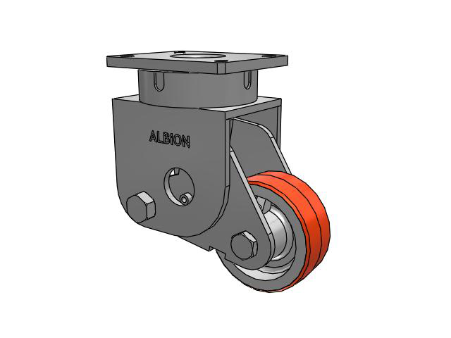 S610 Series Kingpinless Top Plate Swivel Caster with 6 x 2.5 Red-Orange Tread on Cast Iron Core PY - Polyurethane (Cast Iron Core) Wheel