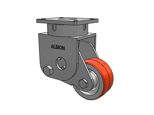 S610 Series Kingpinless Top Plate Swivel Caster with 6 x 3 Red-Orange Tread on Cast Iron Core PY - Polyurethane (Cast Iron Core) Wheel