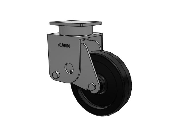 S610 Series Kingpinless Top Plate Rigid Caster with 12 x 3 Black Phenolic Resin TM - Phenolic Wheel