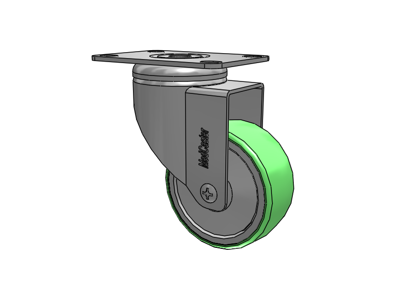 Stainless Steel Top Plate Swivel Caster with 3 x 1.25 Antimicrobial Rubber Wheel