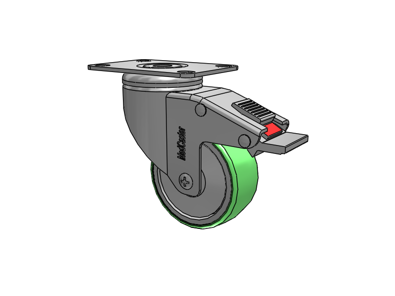 Stainless Steel Top Plate Swivel Caster with 3 x 1.25 Antimicrobial Rubber Wheel and Total Lock Brake