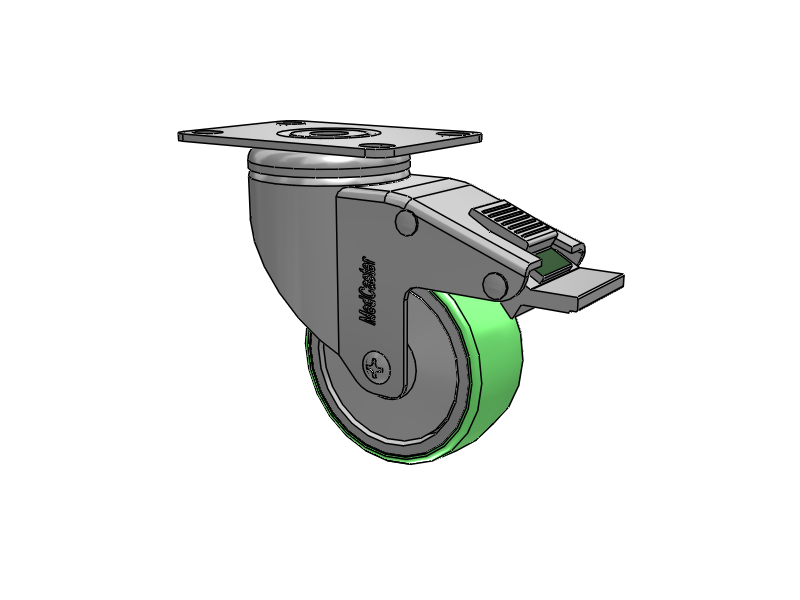 Stainless Steel Top Plate Swivel Caster with 3 x 1.25 Antimicrobial Rubber Wheel and Directional Lock Brake