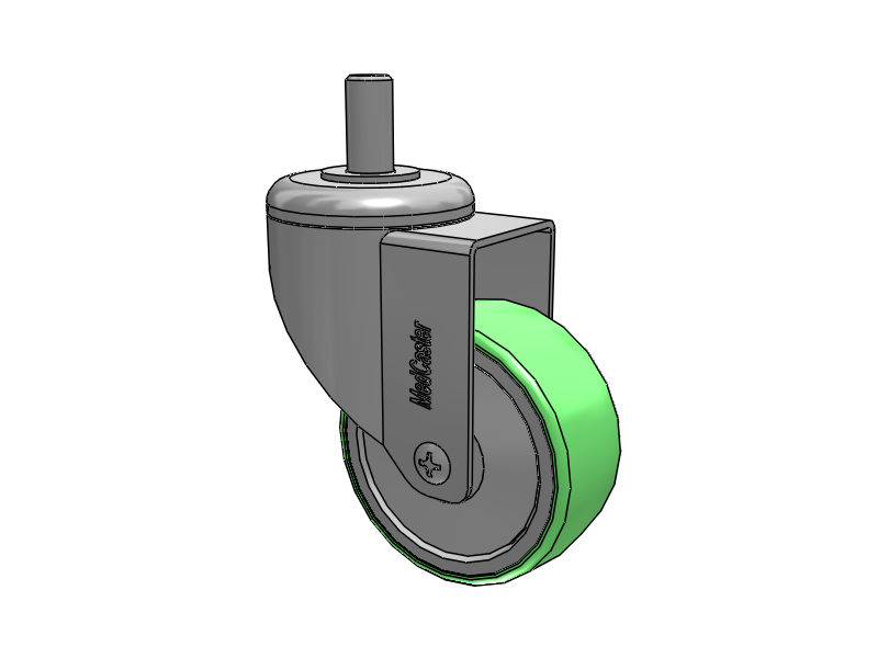 Stainless Steel Threaded Stem Swivel Caster with 3 x 1.25 Antimicrobial Rubber Wheel