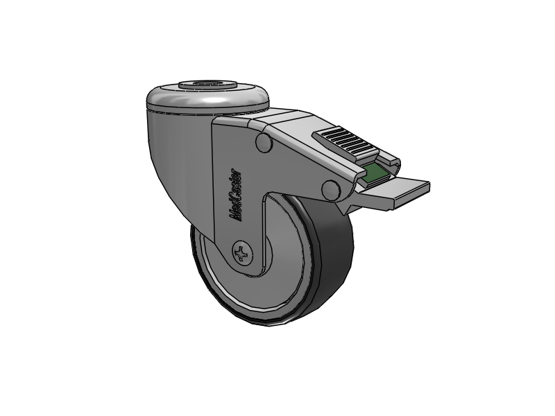Antistatic 1 1/4" Stainless Steel Hollow Kingpin Swivel Caster with 3 x 1.25 Conductive Rubber Wheel and Directional Lock Brake