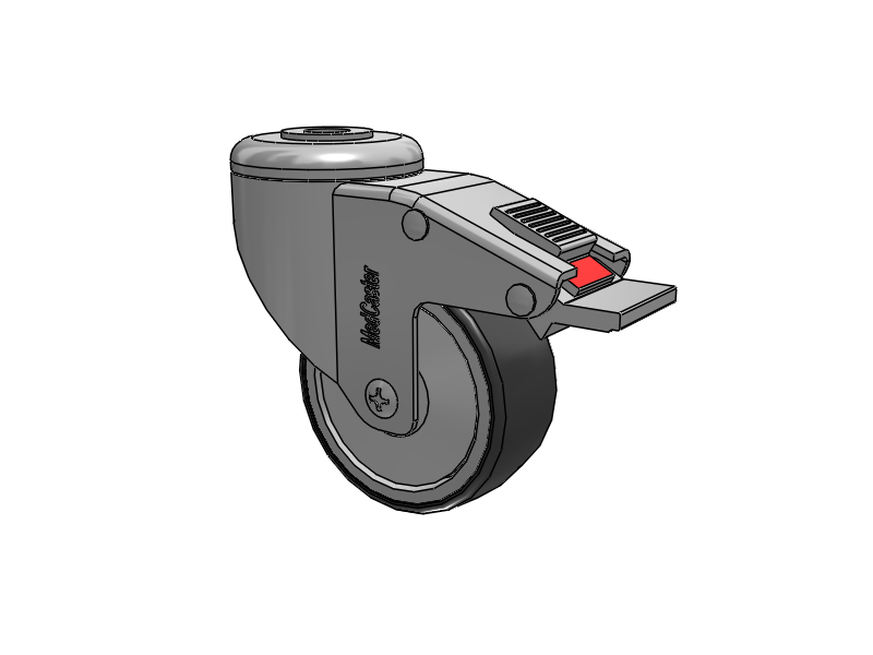 Stainless Steel Hollow Kingpin Caster with 3 x 1.25 Conductive Rubber Wheel and Total Lock Brake