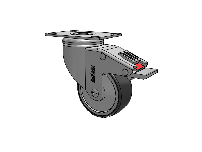Stainless Steel Top Plate Swivel Caster with 3 x 1.25 Conductive Rubber Wheel and Total Lock Brake
