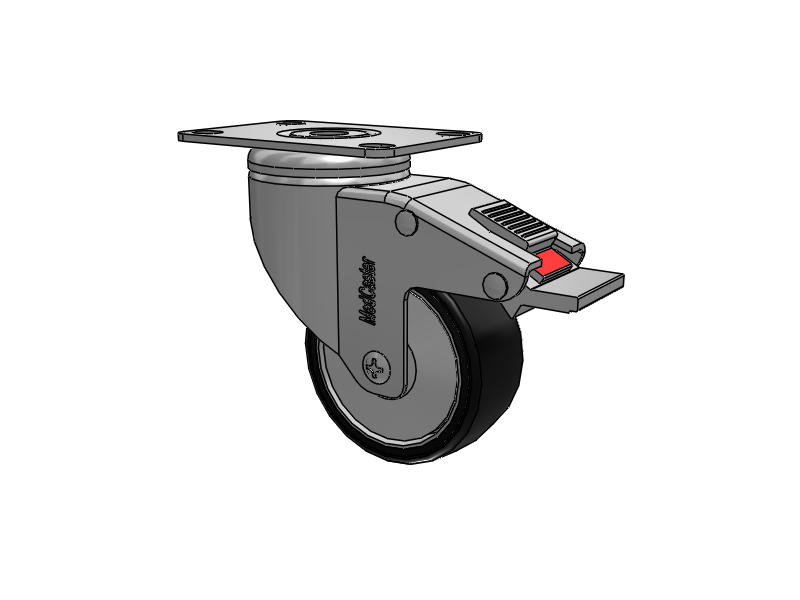 Stainless Steel Top Plate Swivel Caster with 3 x 1.25 Polyurethane TPU Wheel and Total Lock Brake