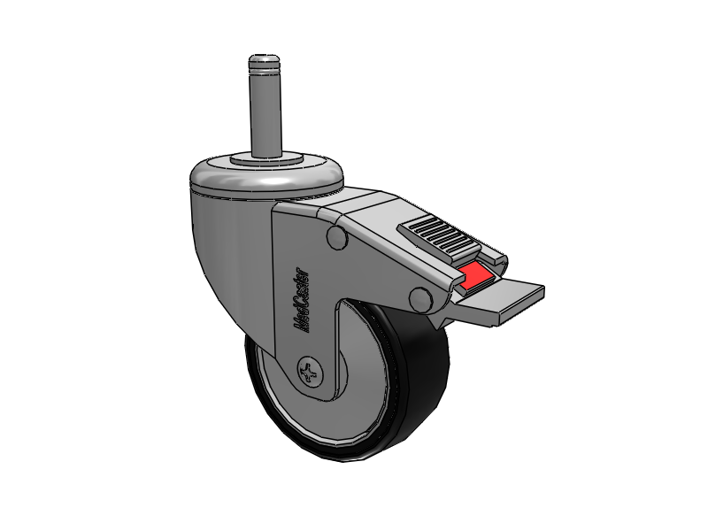 Stainless Steel Grip Ring Stem Swivel Caster with 3 x 1.25 Polyurethane TPU Wheel and Total Lock Brake