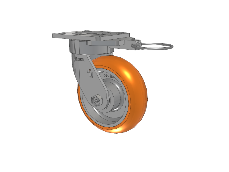 18 Series Top Plate Swivel Caster with 6 x 2 Orange Tread on Aluminum Core AN - Round Polyurethane (Aluminum Core) Wheel