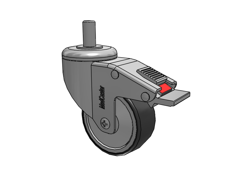 Stainless Steel Threaded Stem Swivel Caster with 3 x 1.25 Thermoplastic Rubber Wheel and Total Lock Brake