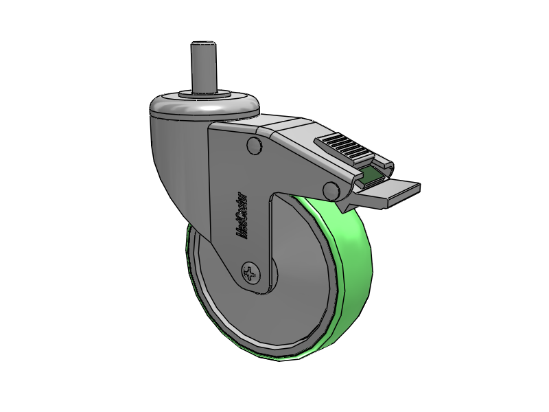 Stainless Steel Threaded Stem Swivel Caster with 4 x 1.25 Antimicrobial Rubber Wheel and Directional Lock Brake