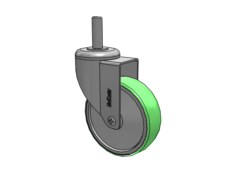 Stainless Steel Threaded Stem Swivel Caster with 4 x 1.25 Antimicrobial Rubber Wheel
