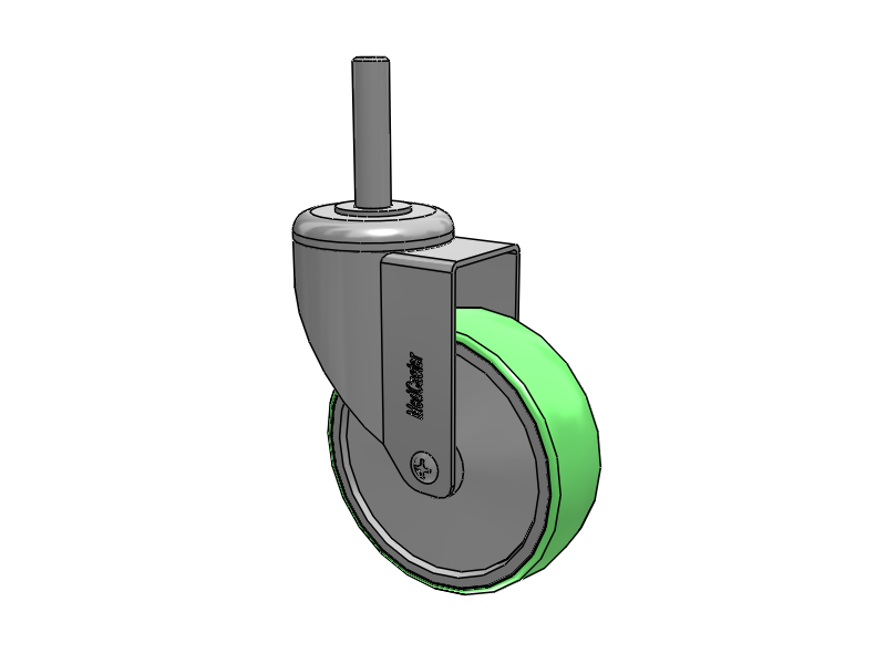 Stainless Steel Threaded Stem Swivel Caster with 4 x 1.25 Antimicrobial Rubber Wheel