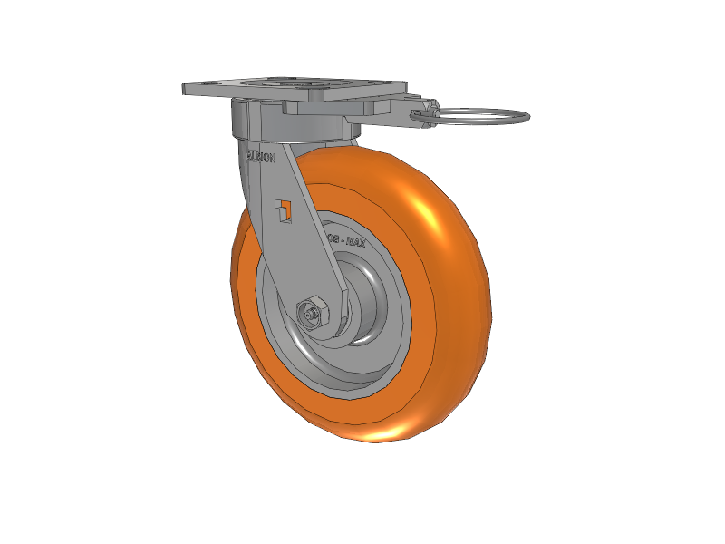 18 Series Top Plate Swivel Caster with 8 x 2 Orange Tread on Aluminum Core AN - Round Polyurethane (Aluminum Core) Wheel