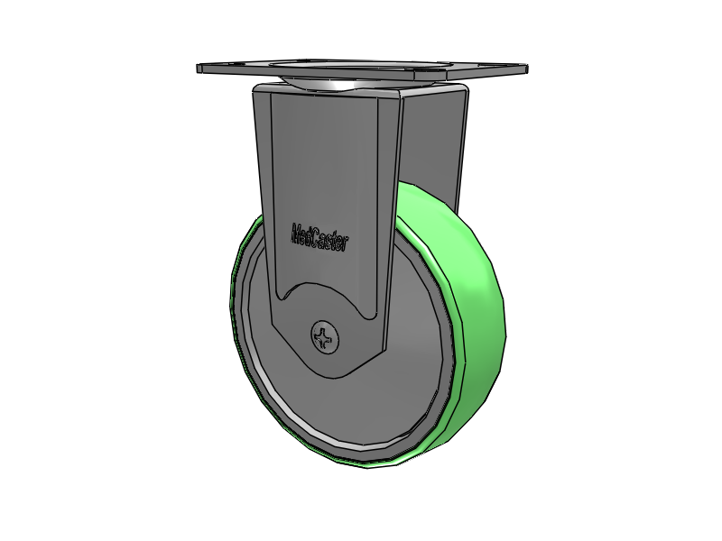 Stainless Steel Top Plate Rigid Caster with 4 x 1.25 Antimicrobial Rubber Wheel