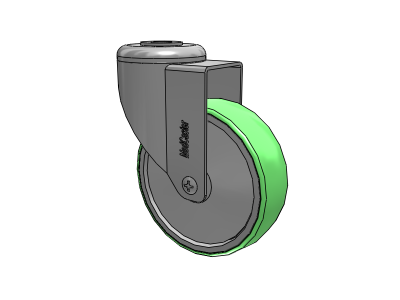 Stainless Steel Hollow Kingpin (Unassembled Caster) Swivel Caster with 4 x 1.25 Antimicrobial Rubber Wheel