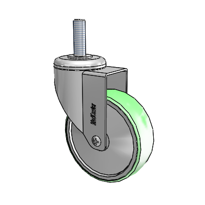 Stainless Steel Threaded Stem Swivel Caster with 4 x 1.25 Antimicrobial Rubber Wheel