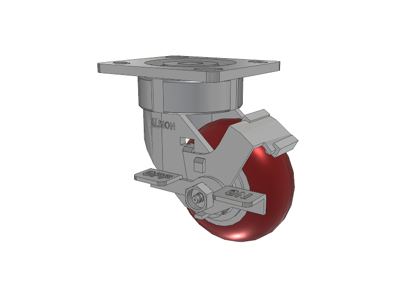18 Series Top Plate Swivel Caster with 4 x 2 Maroon Tread on Aluminum Core AX - Round Polyurethane (Aluminum Core) Wheel and Face Brake