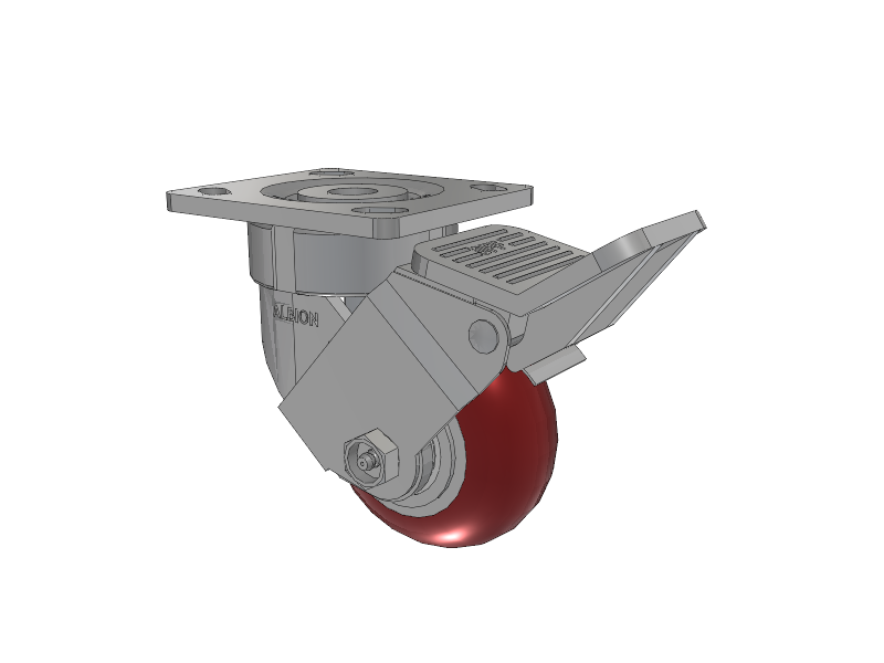 18 Series Top Plate Swivel Caster with 4 x 2 Maroon Tread on Aluminum Core AX - Round Polyurethane (Aluminum Core) Wheel and Face Brake