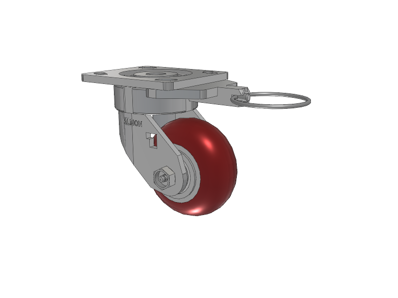 18 Series Top Plate Swivel Caster with 4 x 2 Maroon Tread on Aluminum Core AX - Round Polyurethane (Aluminum Core) Wheel