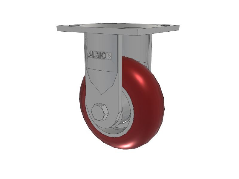 18 Series Top Plate Rigid Caster with 5 x 2 Maroon Tread on Aluminum Core AX - Round Polyurethane (Aluminum Core) Wheel