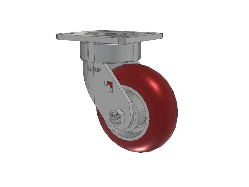 18 Series Top Plate Swivel Caster with 5 x 2 Maroon Tread on Aluminum Core AX - Round Polyurethane (Aluminum Core) Wheel