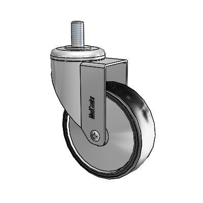 Roulette pivotante à tige filetée en acier inoxydable, équipée de 4 roues en polyuréthane TPU de 1,25