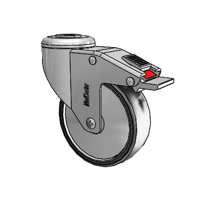 Stainless Steel Hollow Kingpin (Unassembled Caster) Swivel Caster with 4 x 1.25 Polyurethane TPU Wheel and Total Lock Brake