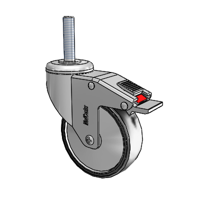 Stainless Steel Threaded Stem Swivel Caster with 4 x 1.25 Polyurethane TPU Wheel and Total Lock Brake