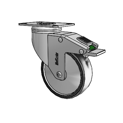 Stainless Steel Top Plate Swivel Caster with 4 x 1.25 Polyurethane TPU Wheel and Directional Lock Brake