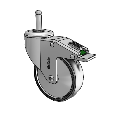 Stainless Steel Grip Ring Stem Swivel Caster with 4 x 1.25 Polyurethane TPU Wheel and Directional Lock Brake