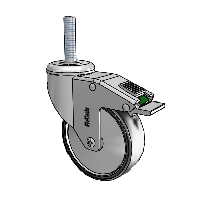 Stainless Steel Threaded Stem Swivel Caster with 4 x 1.25 Polyurethane TPU Wheel and Directional Lock Brake