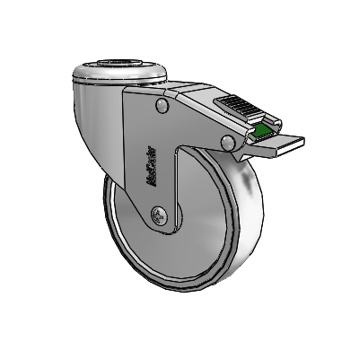 Stainless Steel Hollow Kingpin (Unassembled Caster) Swivel Caster with 4 x 1.25 Thermoplastic Rubber Wheel and Directional Lock Brake
