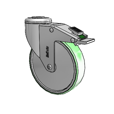 Stainless Steel Hollow Kingpin (Unassembled Caster) Swivel Caster with 5 x 1.25 Antimicrobial Rubber Wheel and Directional Lock Brake